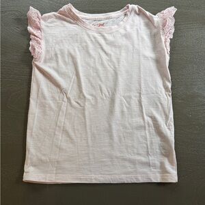 Cat & Jack Girl’s Pink Slub Cotton T-Shirt with Eyelet Sleeves, size L (10-12)